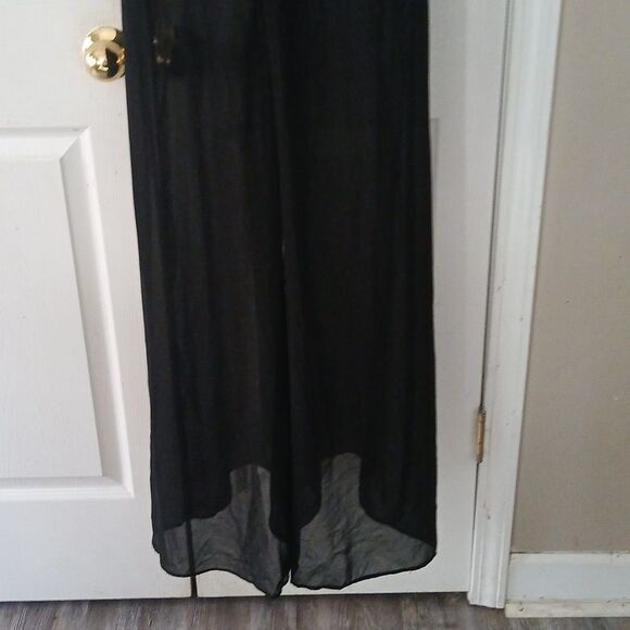 XOXO black sequin sleeveless sheer wide leg jumpsuit Sz 1/2 NWOT - Picture 7 of 10
